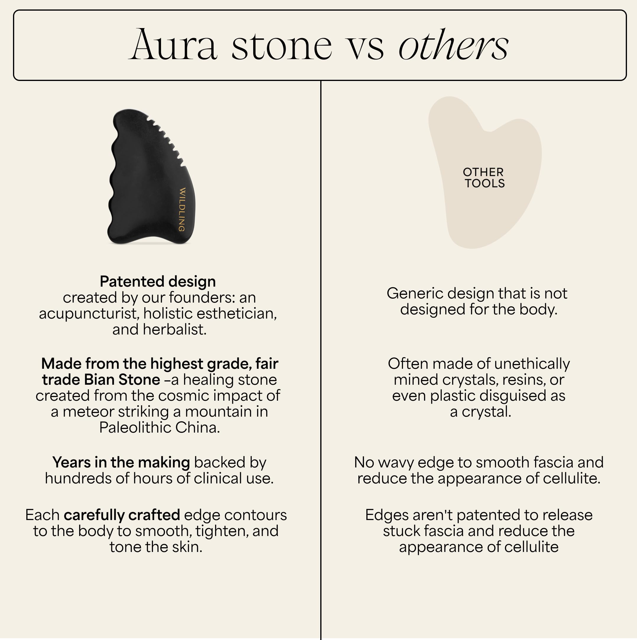 Wildling Aura Stone Gua Sha design des bords pour gua sha traditionnel
