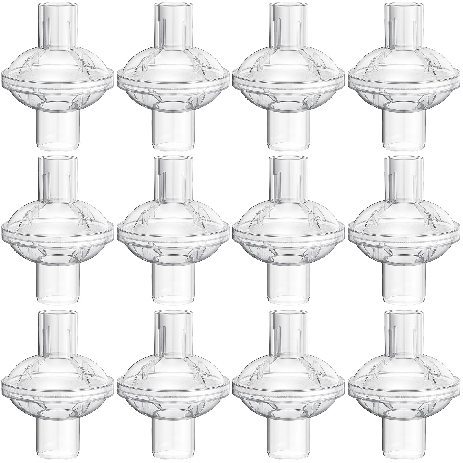 Filtre inline CPAP WILERDA en paquet de 12, compatible 22 mm et 25 mm.