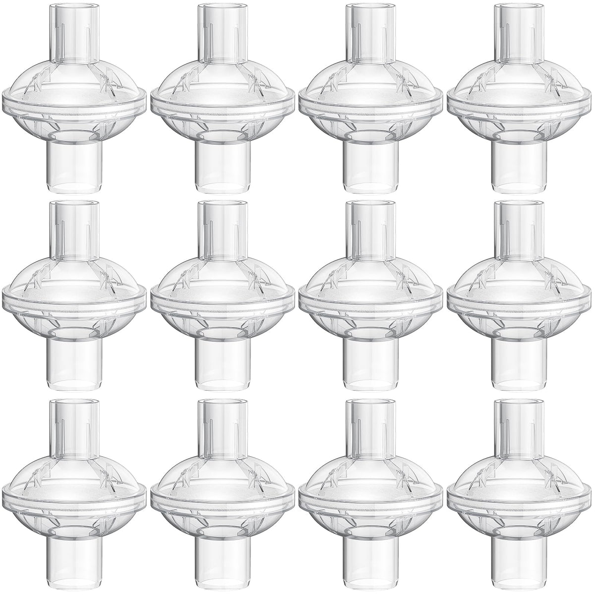 Filtre inline CPAP WILERDA en paquet de 12, compatible 22 mm et 25 mm.