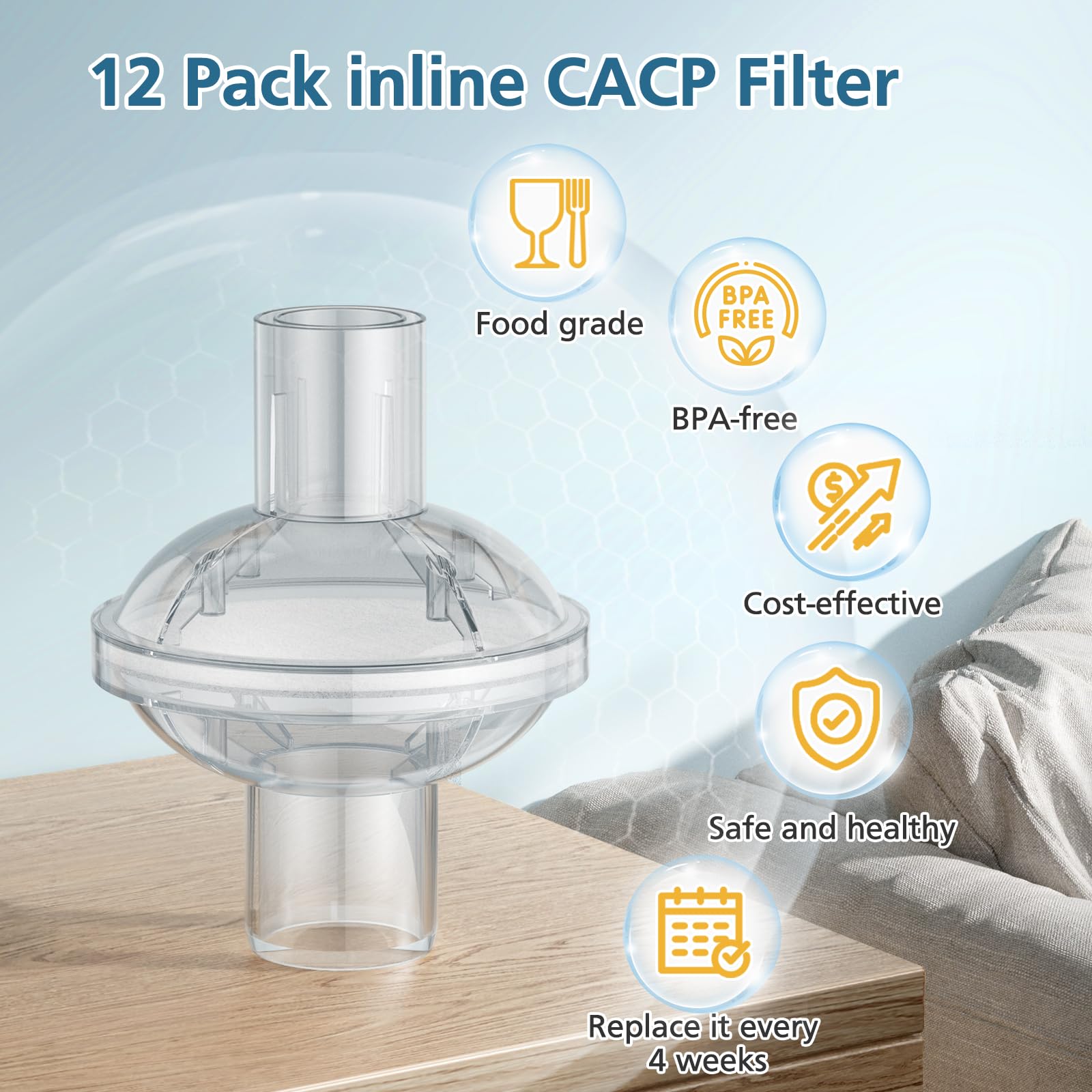 Emballage économique avec 12 filtres CPAP WILERDA pour économiser sur le long terme.
