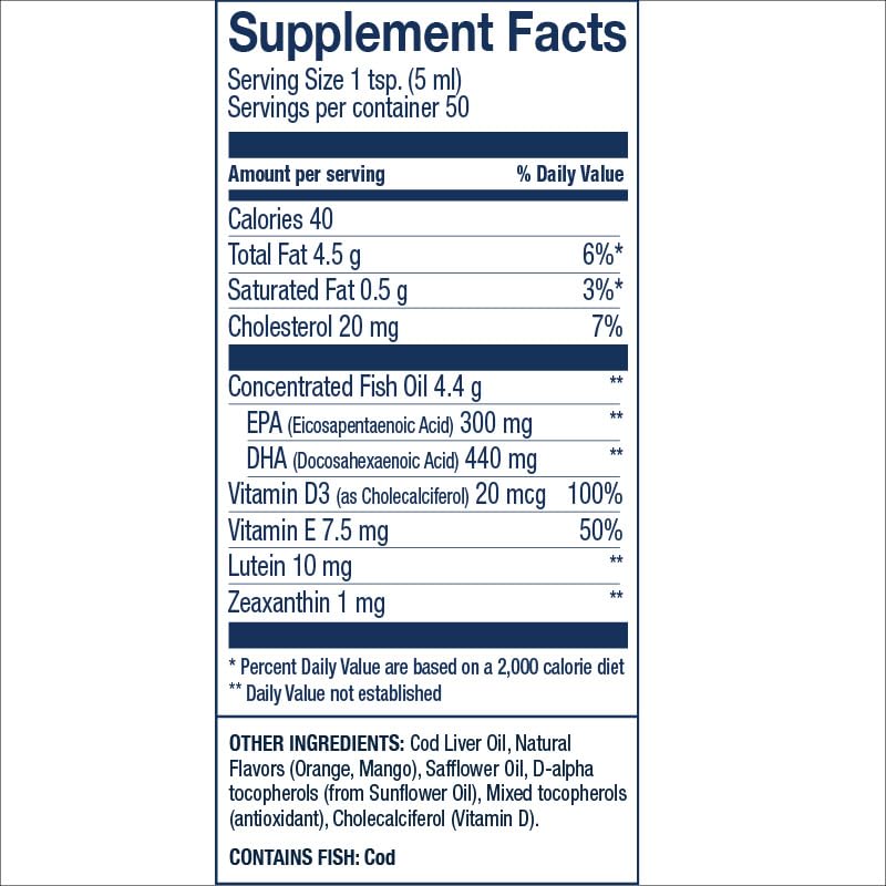 Étiquette Wiley's Finest montrant DHA et EPA pour 900 mg oméga-3 par portion