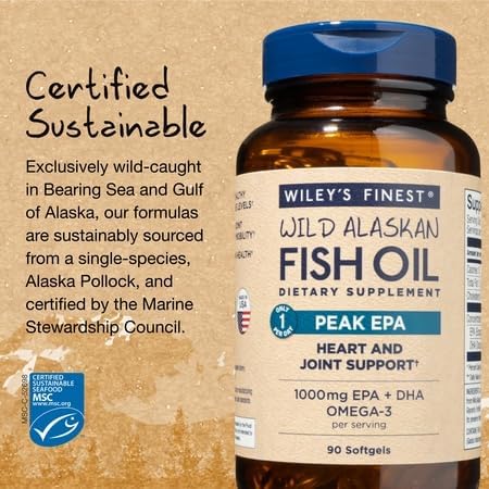 Wiley's Finest Peak EPA - étiquette: informations EPA et DHA claires pour choix éclairé.