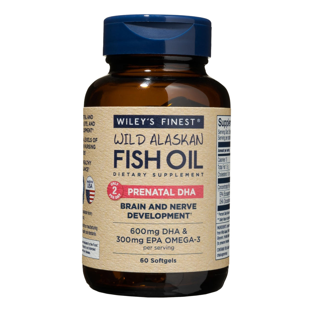 Wiley’s Finest huile-poisson-alaskien-sauvage bouteille: source riche en DHA pour soutien prénatal