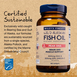 Wiley’s Finest Peak DHA – bouteille ouverte, accès rapide à votre apport en oméga-3.