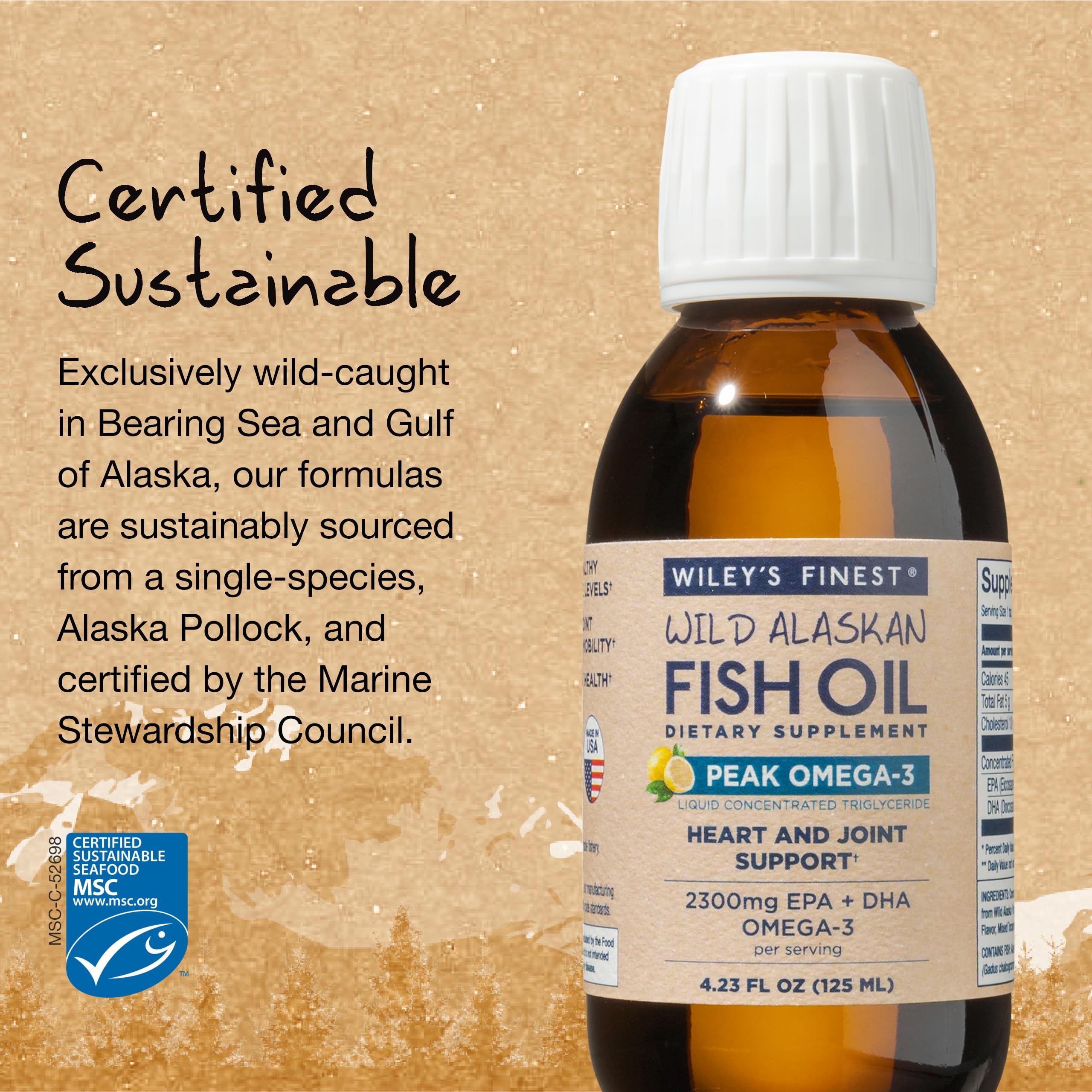 Source-poisson-sauvage Pollock d'Alaska, Wiley's Finest Peak Omega-3