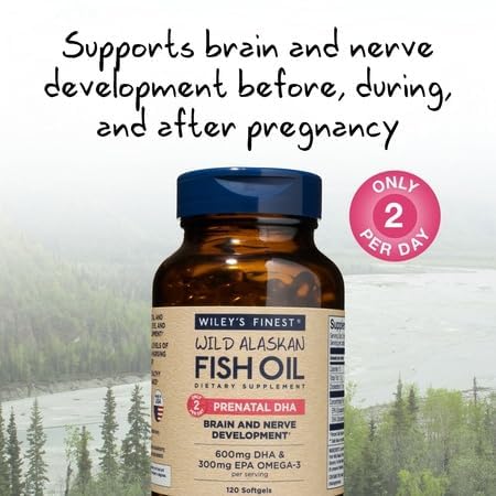 Etiquette Wiley's Finest Prenatal DHA indiquant le dosage DHA EPA
