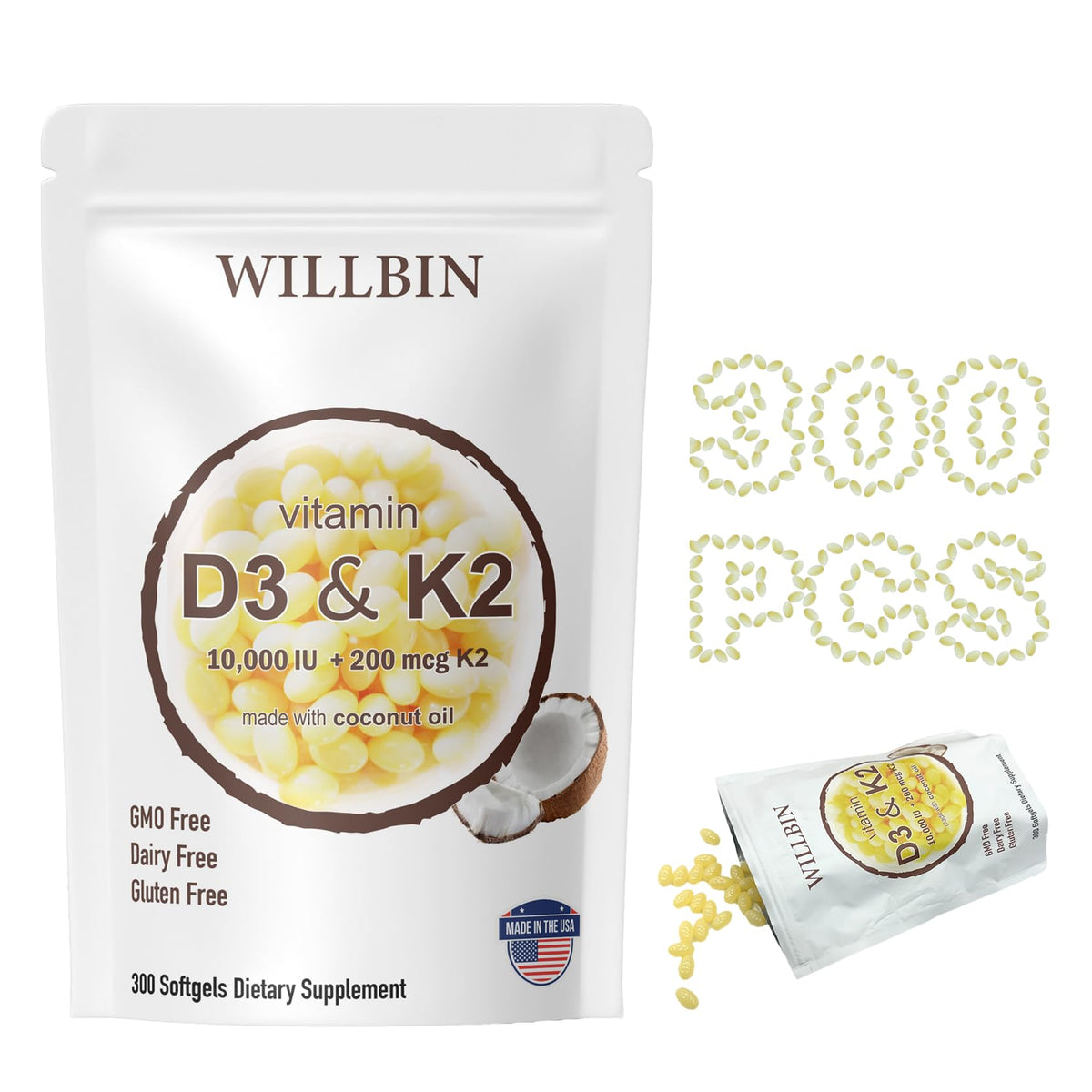 Gelules Willbin D3-K2 emballage : format pratique pour une prise quotidienne.