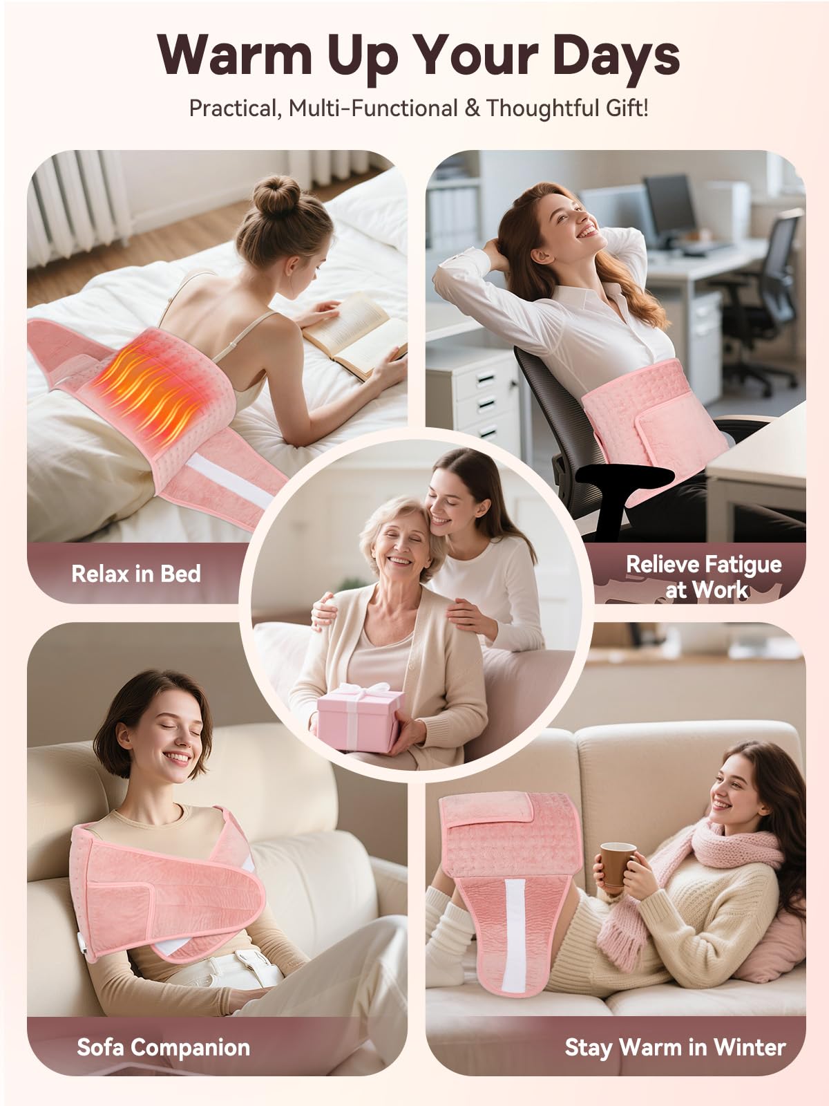 WillingHeart cadeau réconfort pour cycles menstruels et douleurs musculaires.