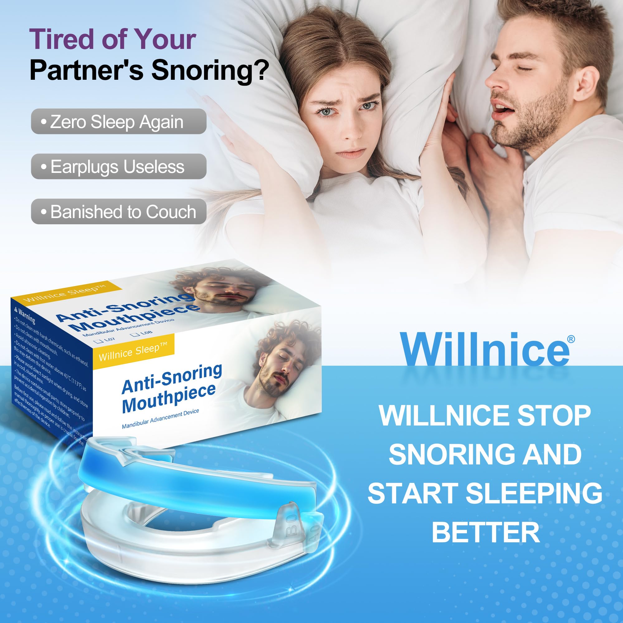 Willnice Attelle pour dormeur usage nocturne assure un sommeil plus calme.