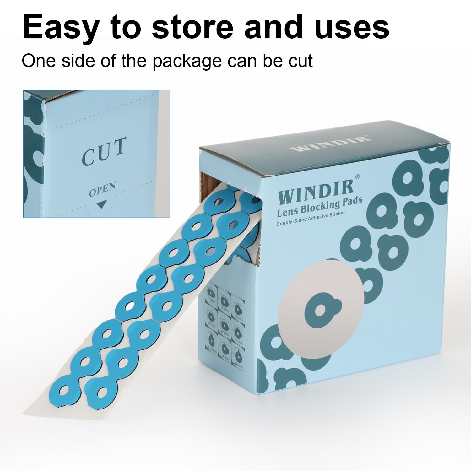 Boîte WINDIR avec tampons lentilles noirs anti-dérapants.