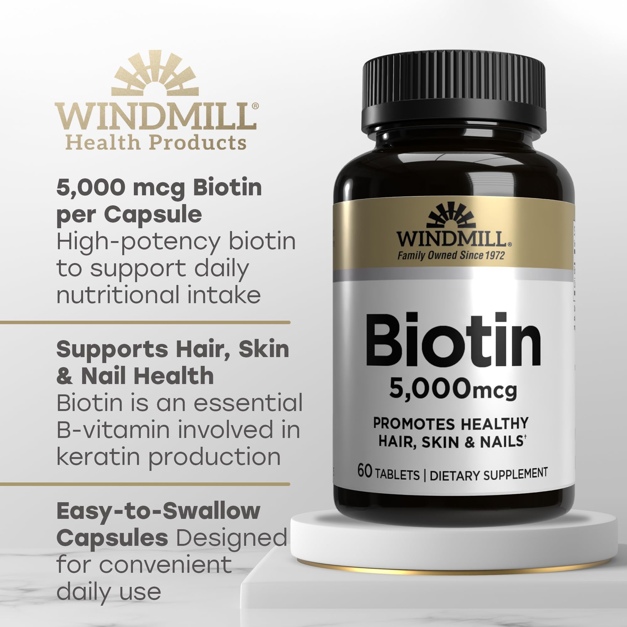 Windmill Biotine – étiquette claire, sans OGM et vegan.