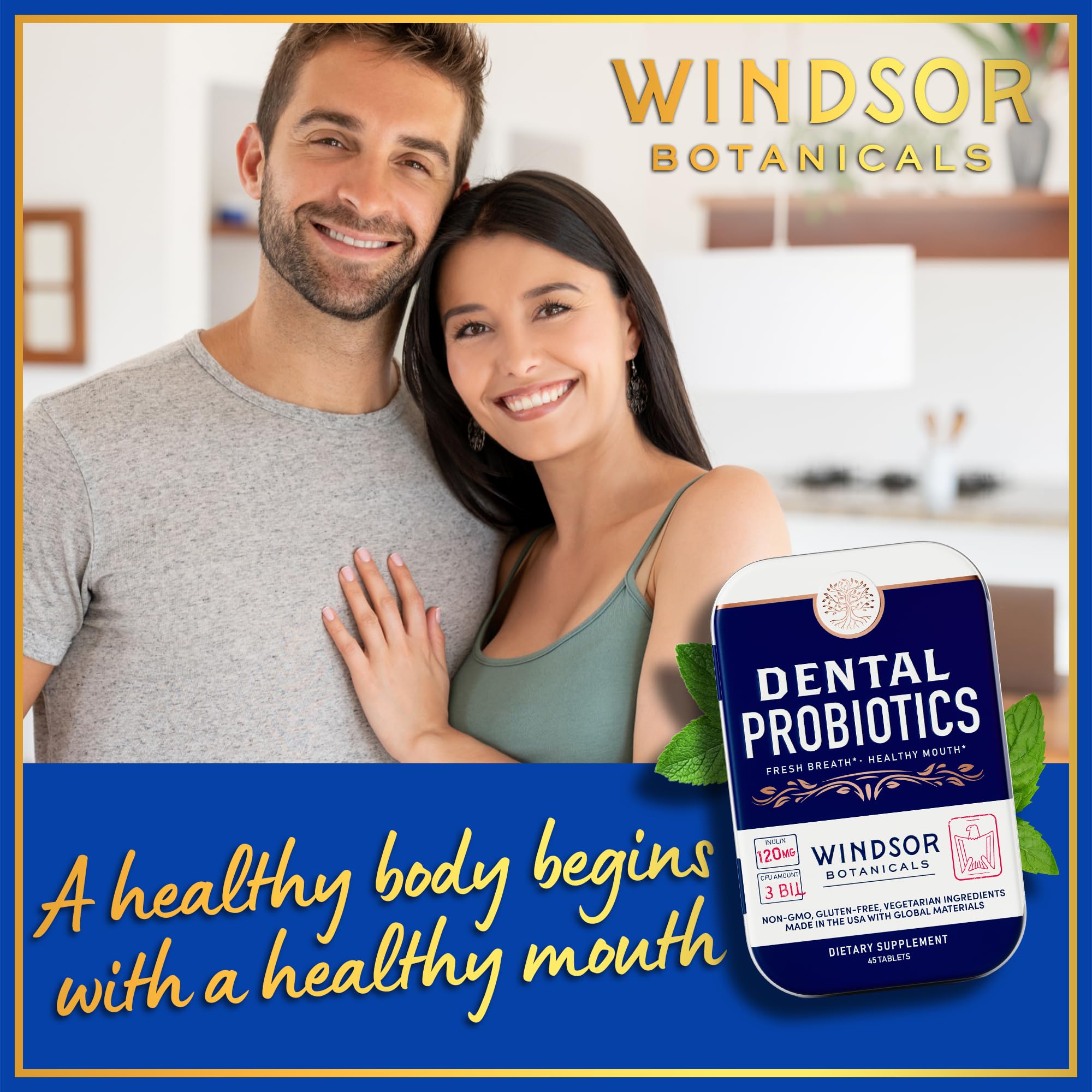Capsules Lactobacillus salivarius Windsor Botanicals, soutien éventuel à l’équilibre buccal.