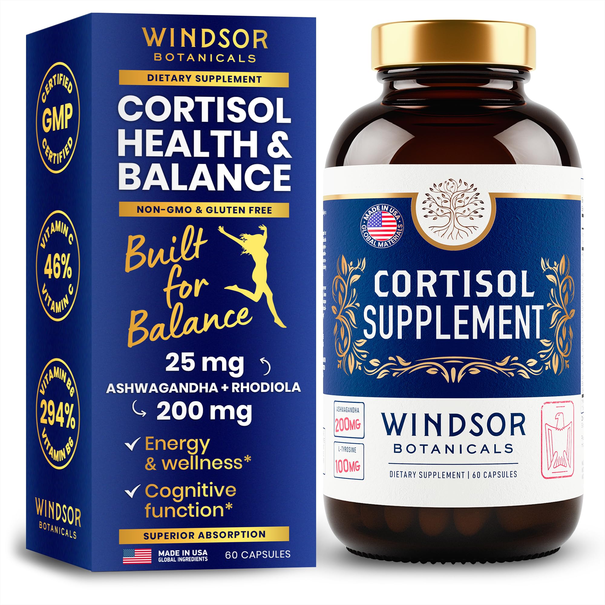 WINDSOR BOTANICALS 15-in-1 – bouteille vue frontal, soutien potentiel calme et énergie