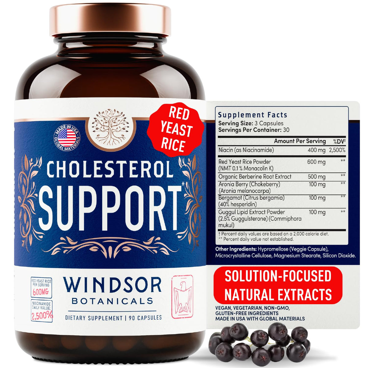 WINDSOR BOTANICALS Bouteille Cholesterol Bergamot – soutien potentiel de l équilibre lipidique.