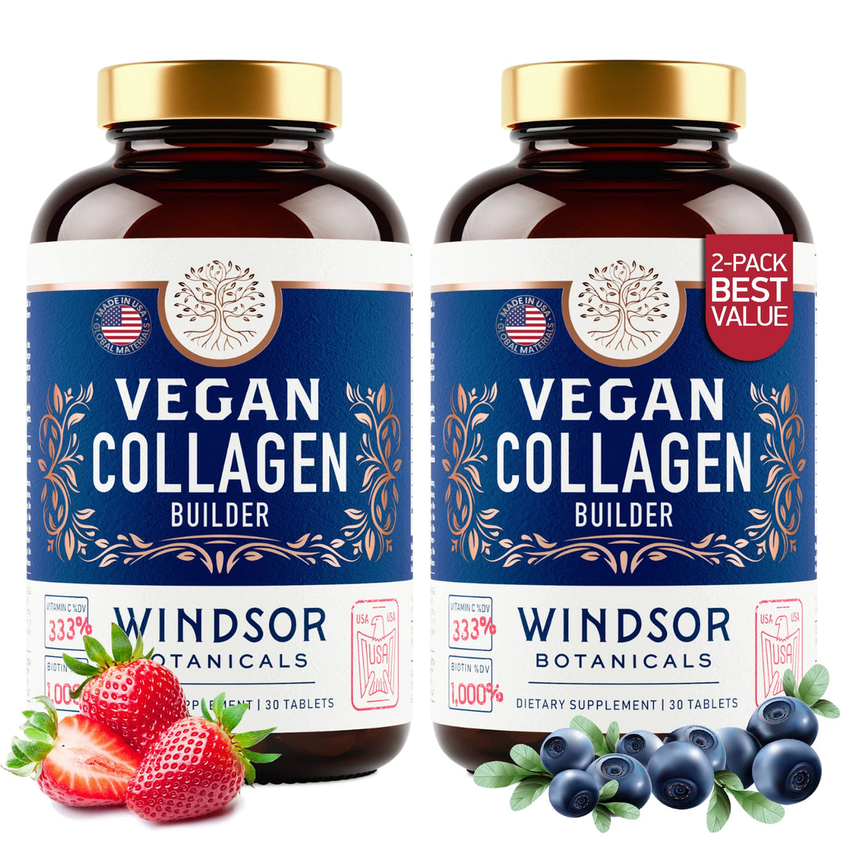 WINDSOR BOTANICALS collagene vegan – bouteille ouverte pour routine beauté simple