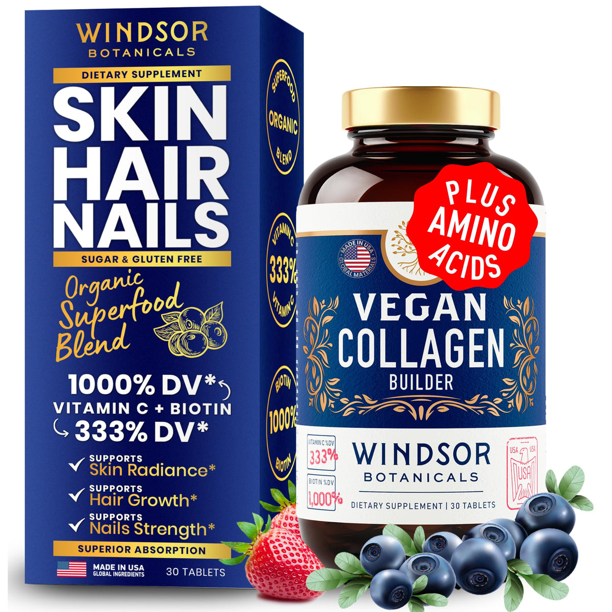 WINDSOR BOTANICALS collagène végétal en tablette pour routine quotidienne