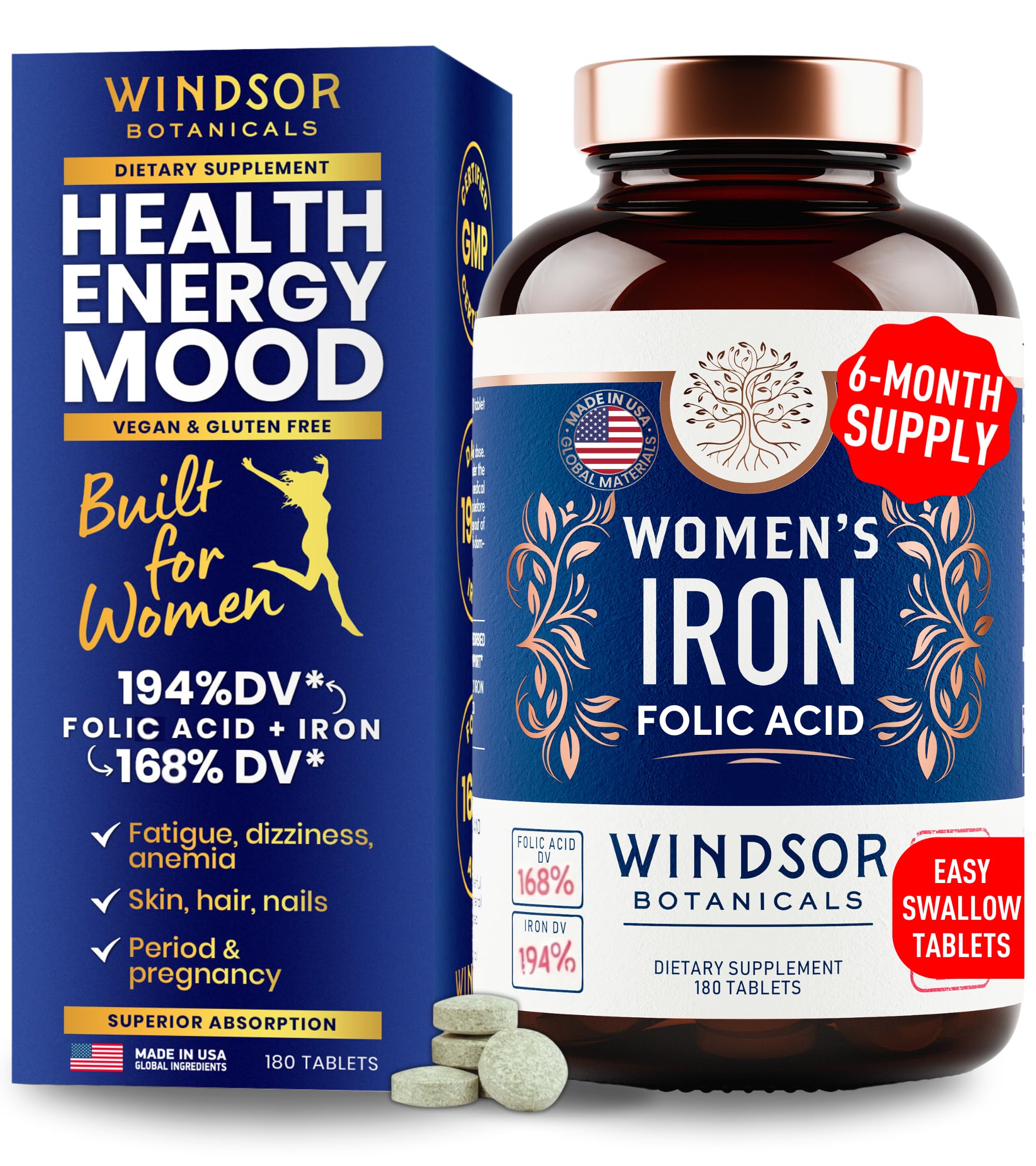 WINDSOR BOTANICALS – Bouteille de fer doux pour énergie quotidienne.