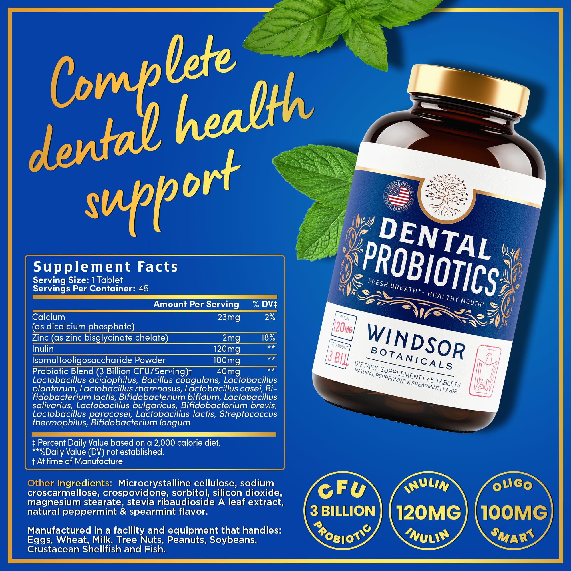 WINDSOR BOTANICALS – lactobacillus paracasei, soutien du microbiome dentaire.