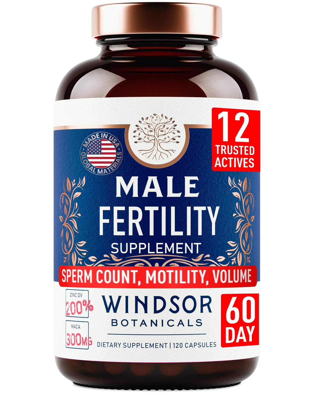WINDSOR BOTANICALS Maca, capsules - visualisation de la forme et de l'étiquette, usage quotidien potentiel.