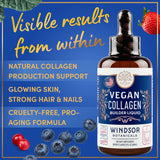 Étiquette bio du Vegan Collagen Builder Liquid pour Windsor Botanicals.