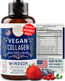 Windsor Botanicals Vegan Collagen Builder Liquid, flacon 60 ml, hydratation et vitalité potentielle.