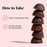 Winged Happy Her Gummies, emballage végan affichant 50 portions et sans additifs.