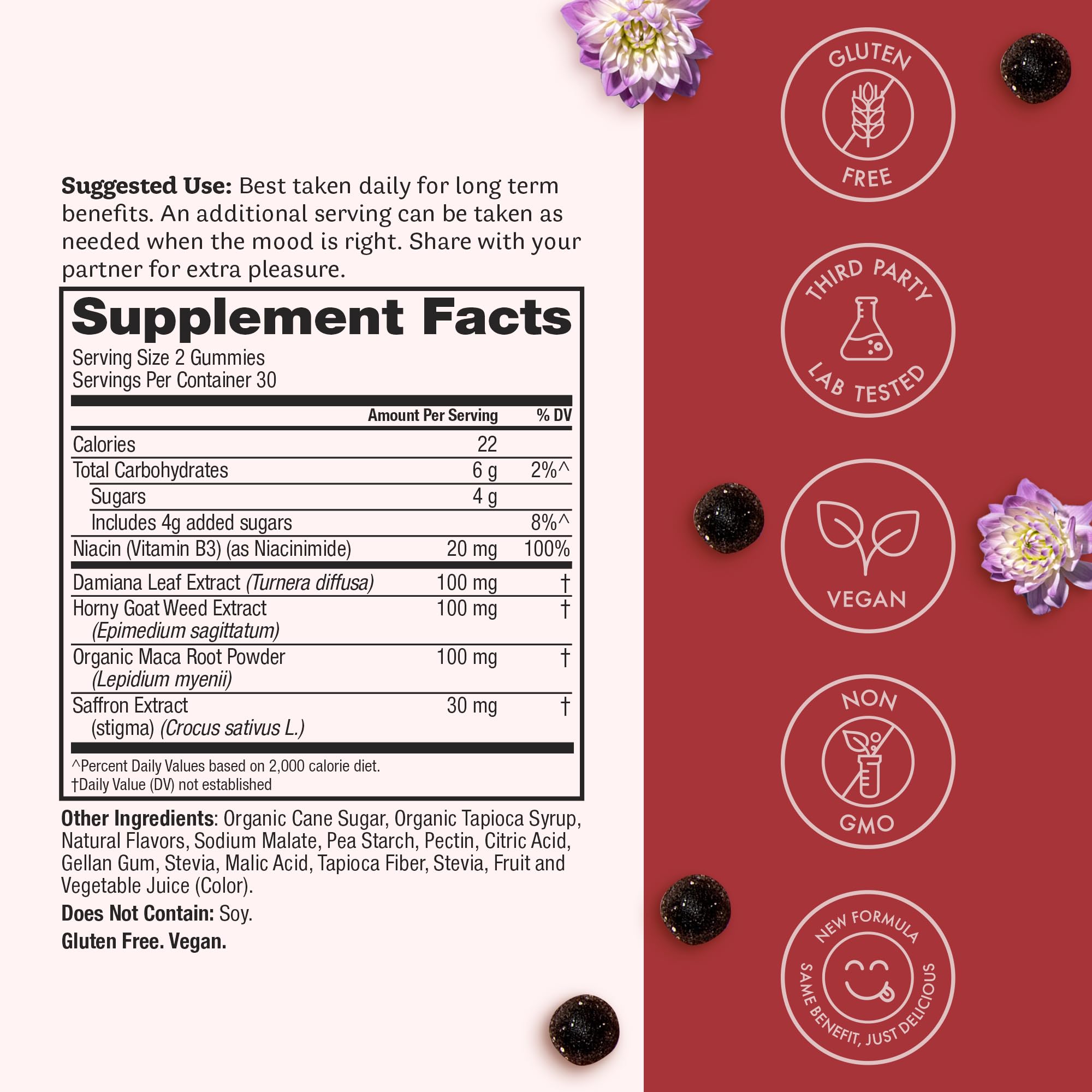 Winged Wellness Love Bites gomme epimede, circulation et bien-être