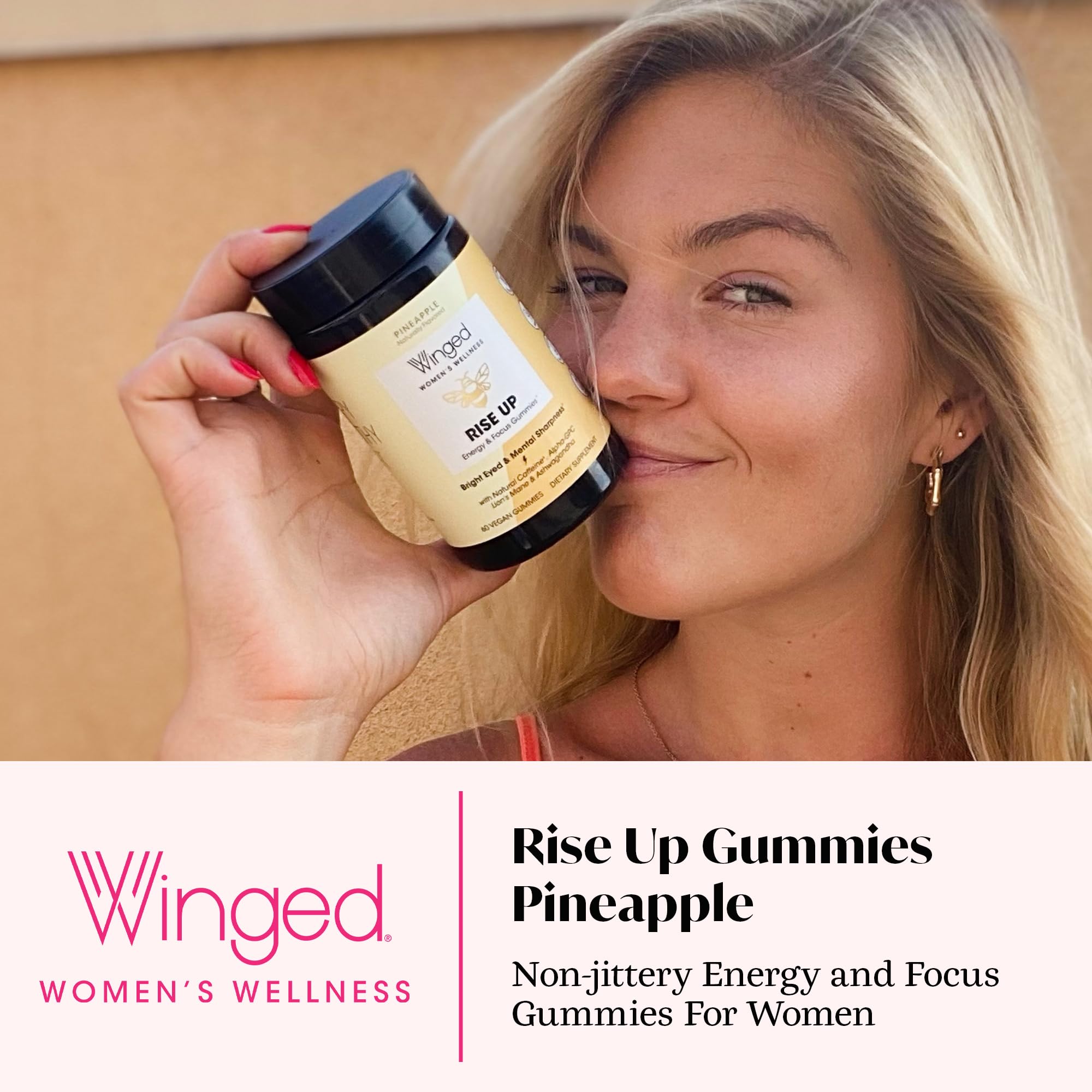 Winged Wellness Rise Up: gommes à l’ananas pour énergie douce et concentration.