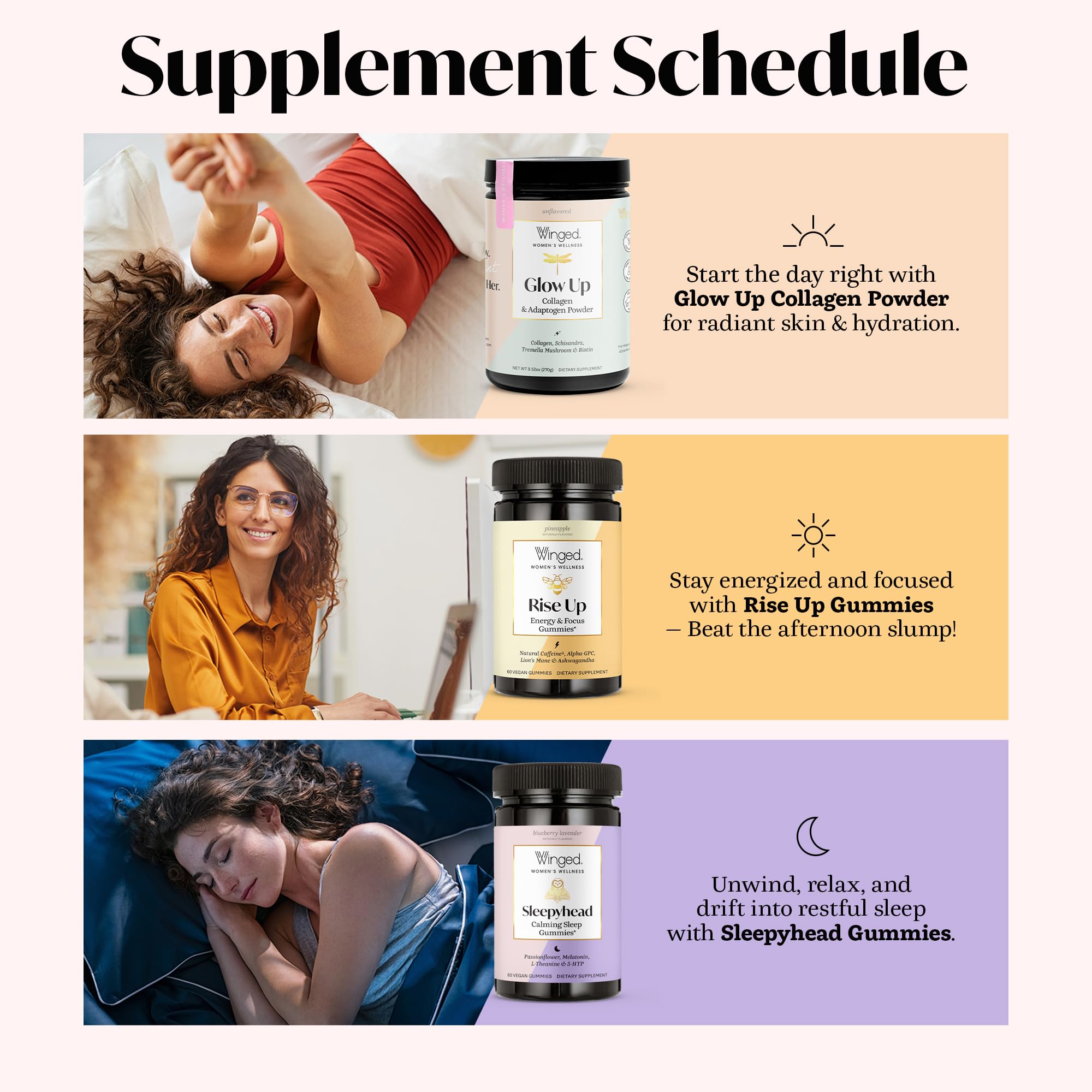 Winged Wellness Rise Up: prise facile, deux gommes pour démarrer la journée.