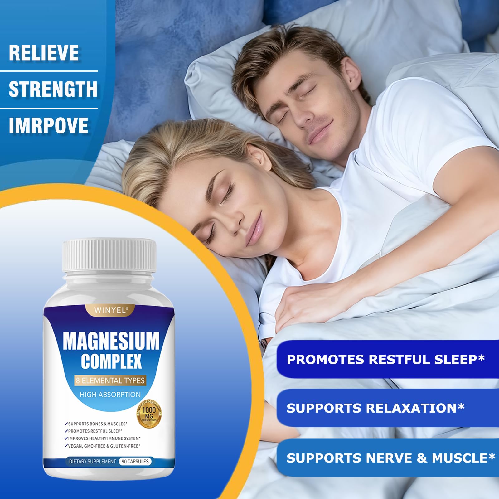 WINYEL Magnésium 8 chelates – Soutien musculaire et relaxation après effort