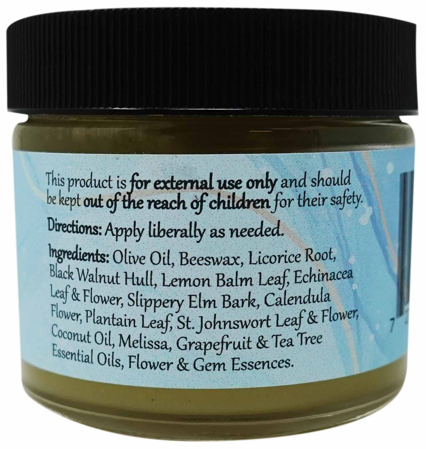 WiseWays Herbals Salve Citronnelle – texture onctueuse prête pour une application douce.