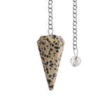 Wish Well pendule jaspe dalmatien avec boule cristal sur chaîne pour méditation et énergie.