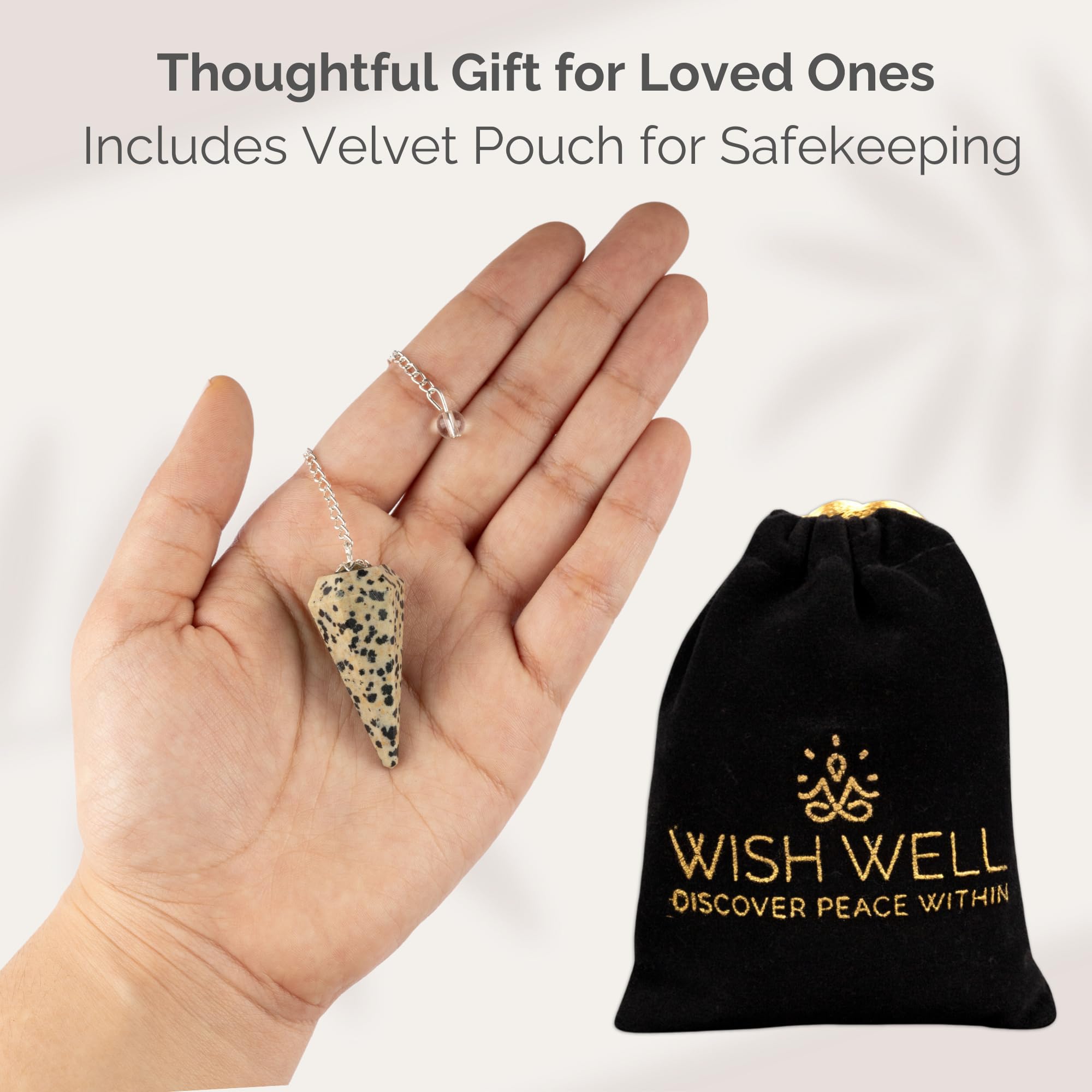 Wish Well pendule offert dans une pochette velours, prêt à offrir.