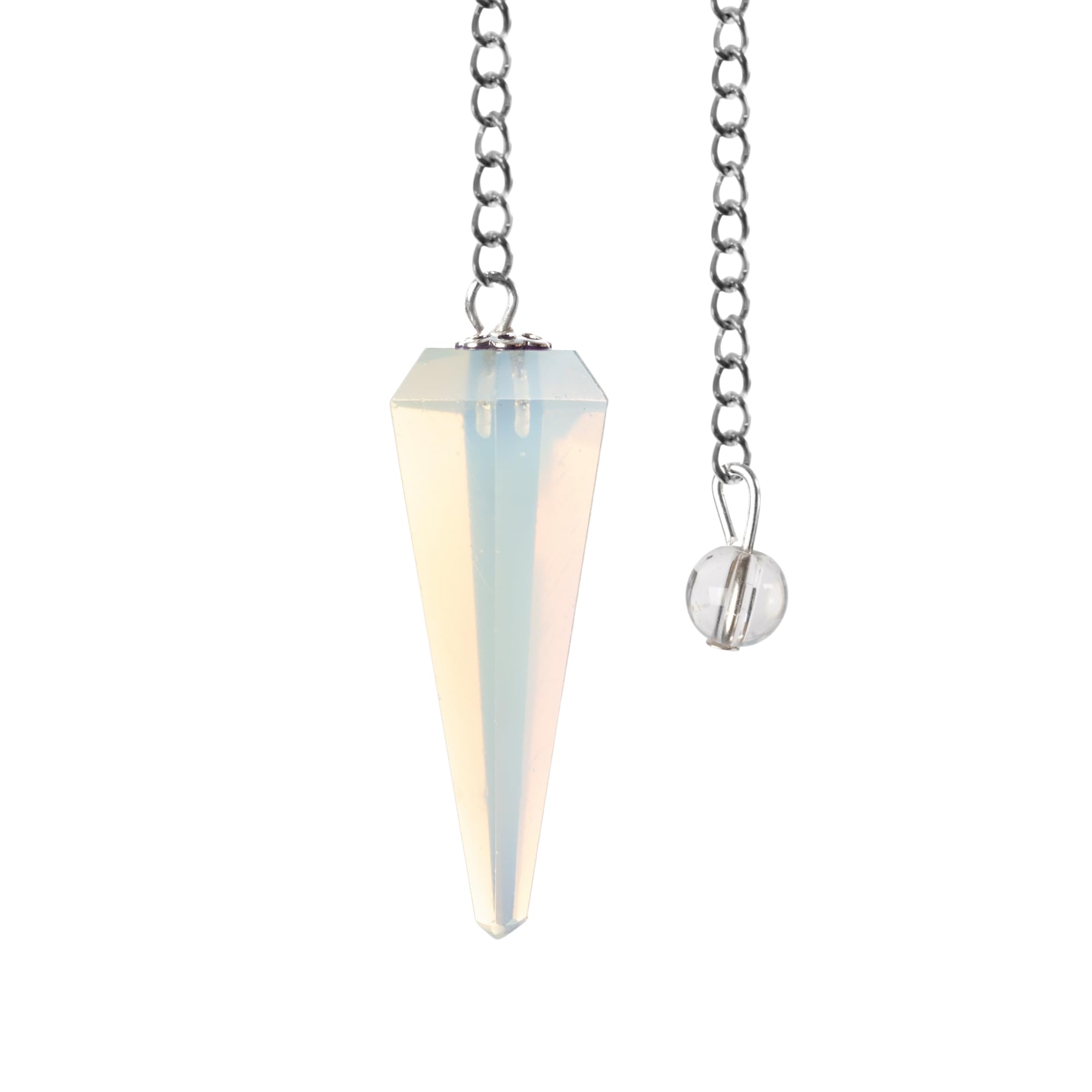 Wish Well Opalite pendule avec boule de cristal et chaîne, pratique élégante pour la divination.