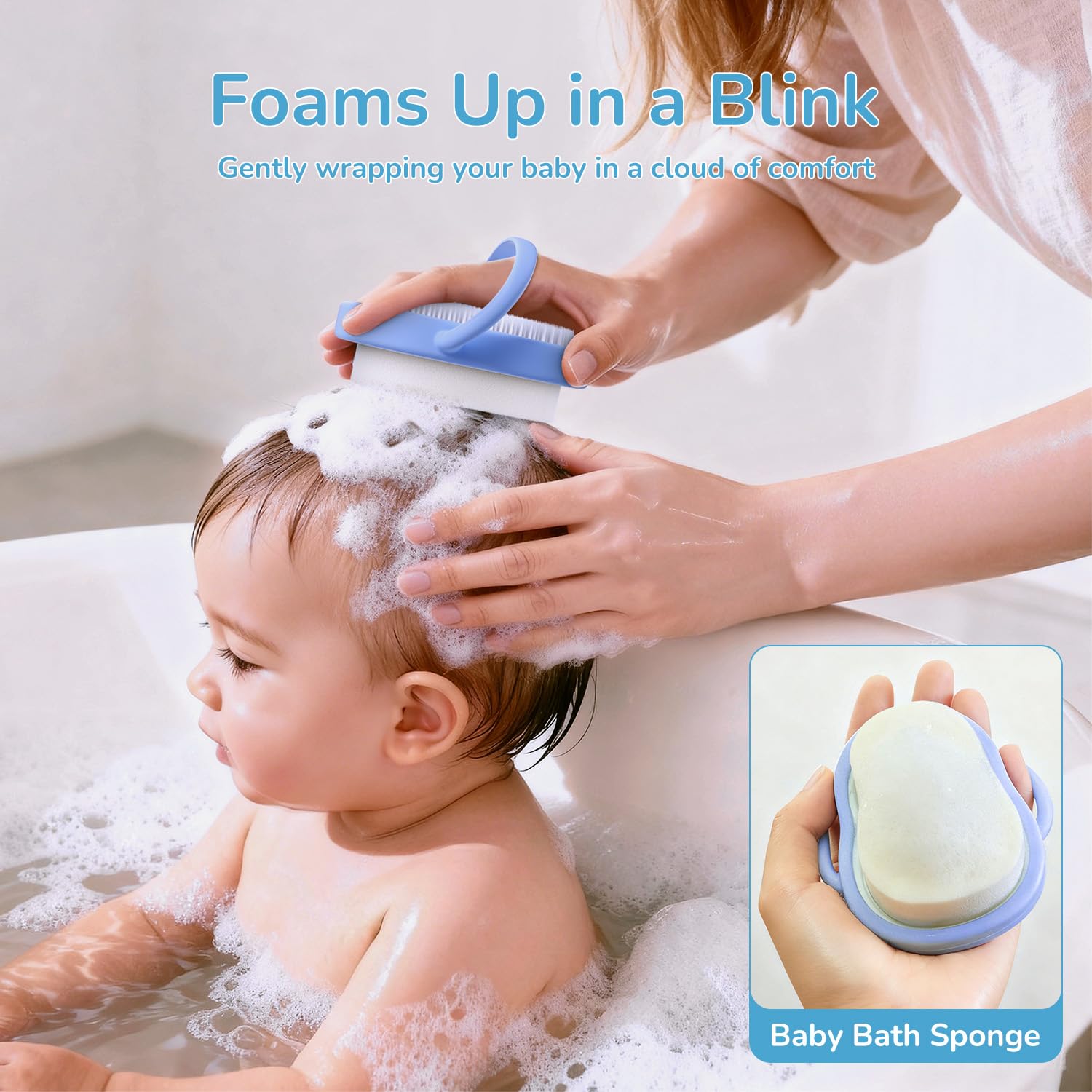 Éponge de bain Wishbird pour nourrisson, nettoyage doux et agréable.