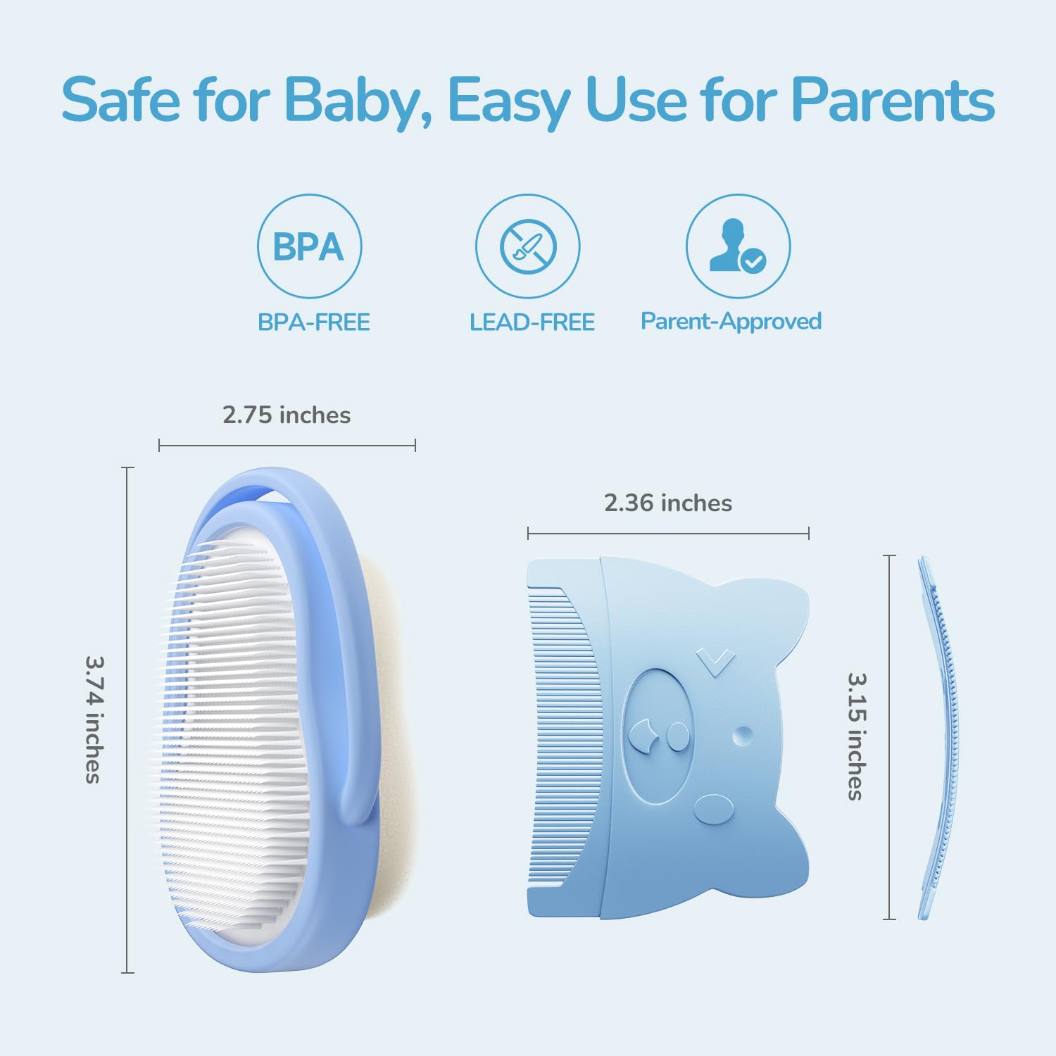 Peigne à dents fines Wishbird, courbe adaptée pour déloger les résidus sans tirer.
