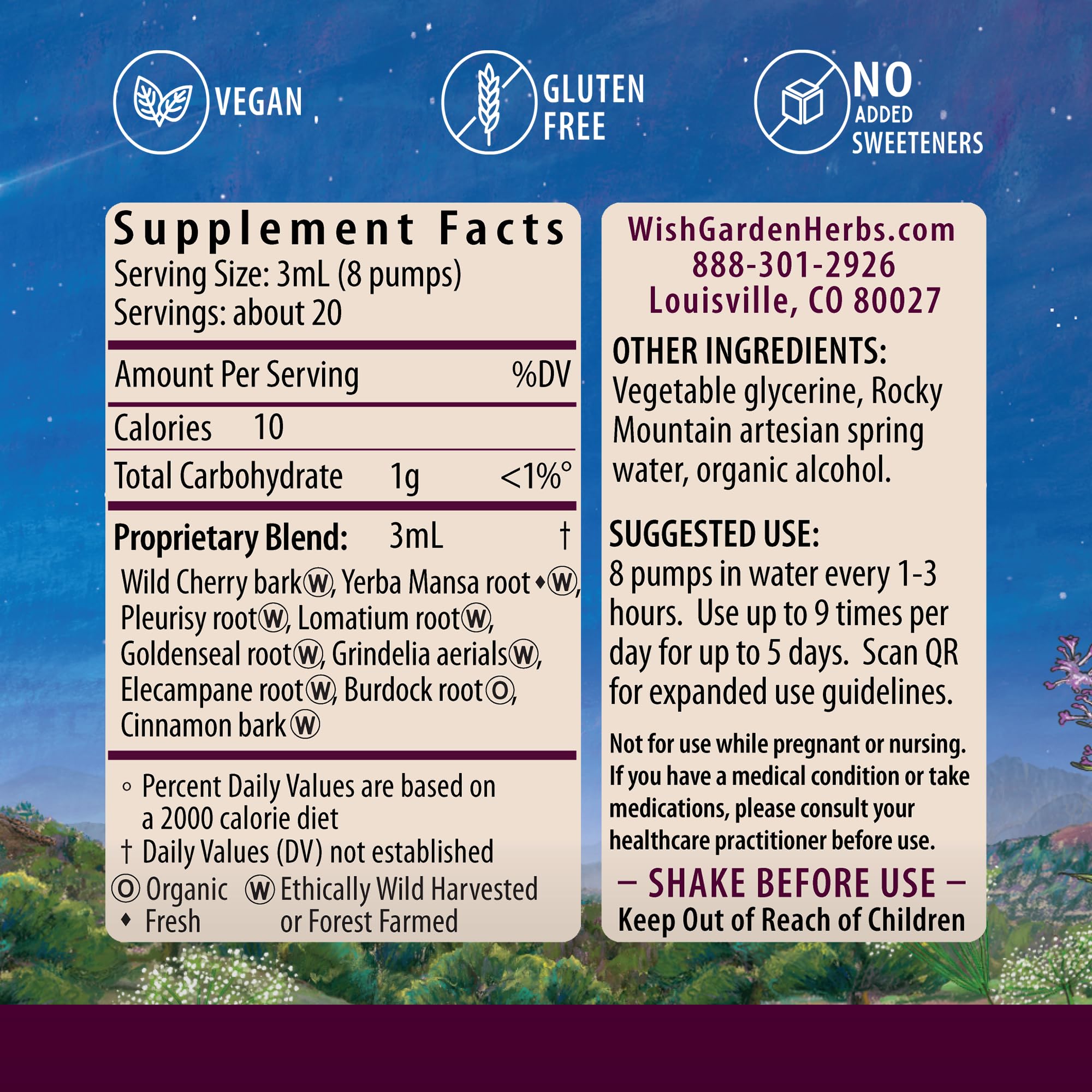 WishGarden Get Over It ingrédients organiques et sauvages pour une formulation naturelle.