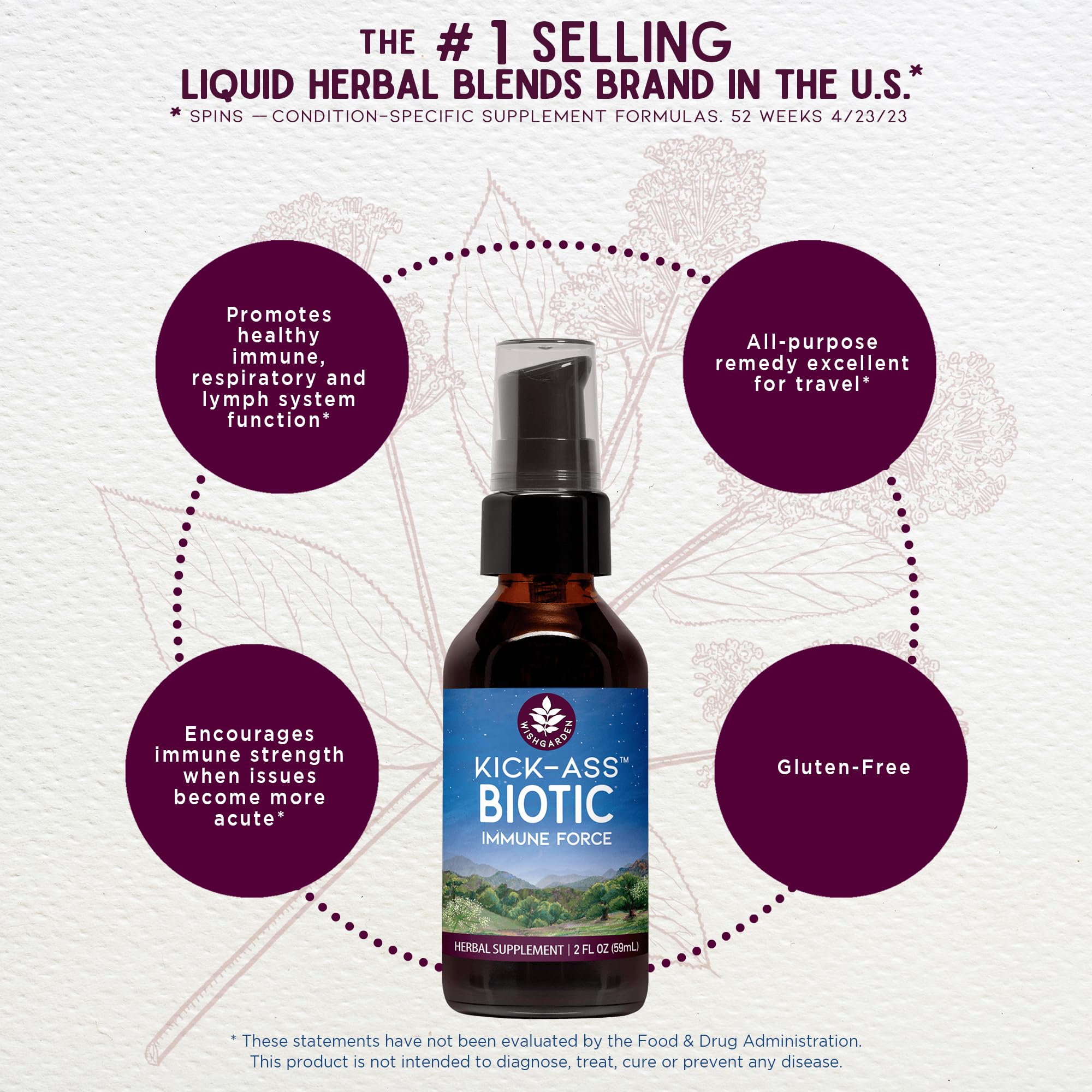 WishGarden Kick-Ass Biotic: lichen usnee pour soutenir les defenses naturelles