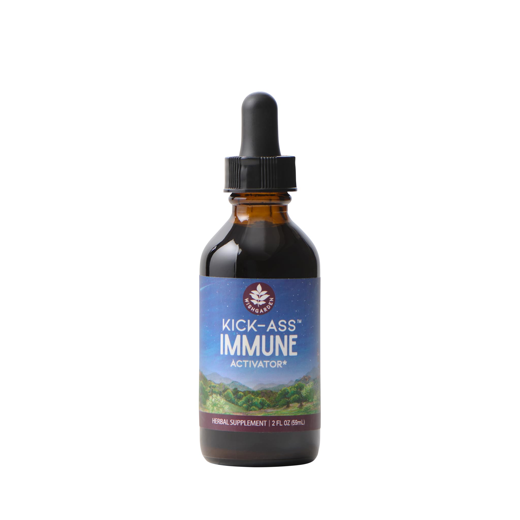 WishGarden Kick-Ass Activateur d’Immunité, bouteille, potentiel soutien des défenses naturelles.
