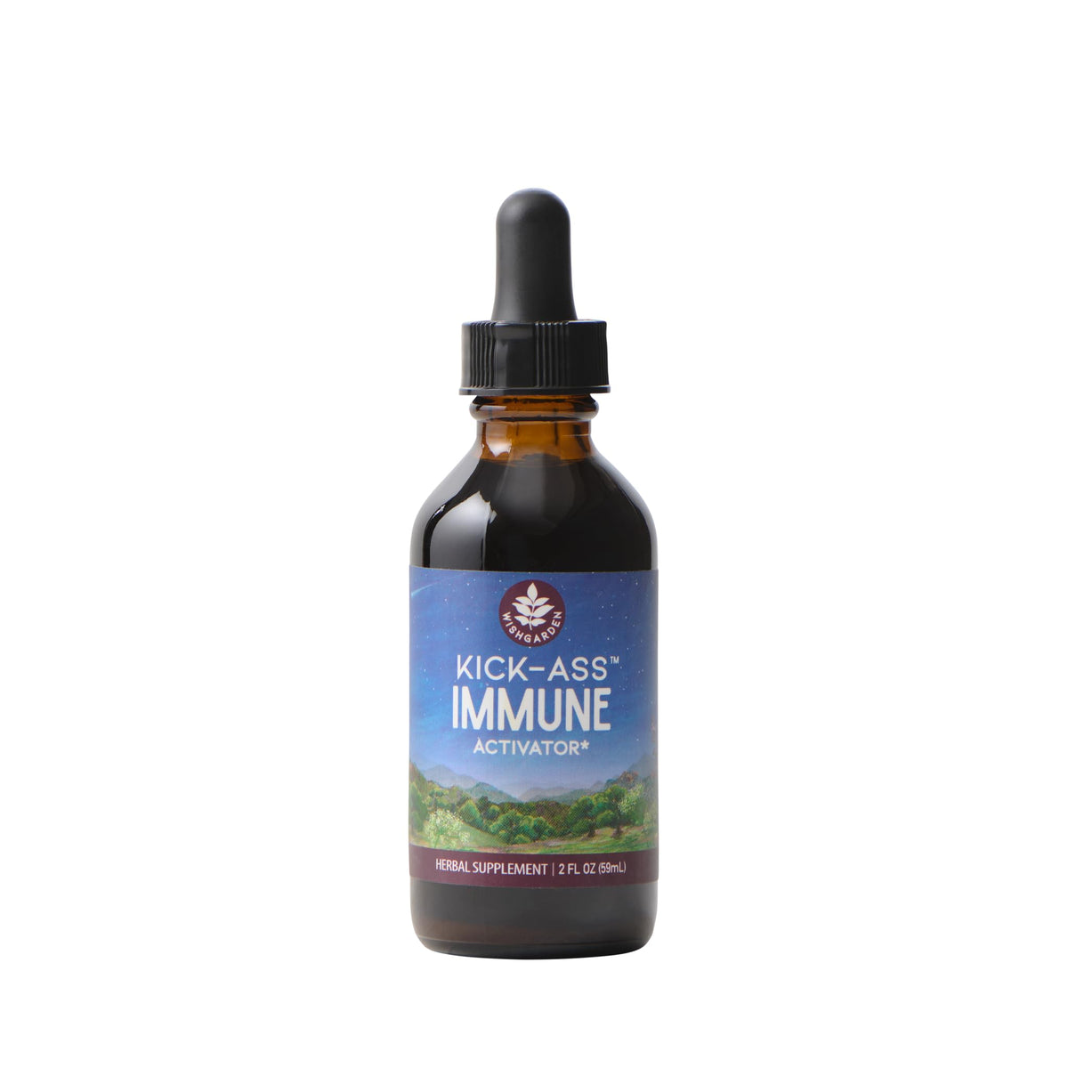 WishGarden Kick-Ass Activateur d’Immunité, bouteille, potentiel soutien des défenses naturelles.
