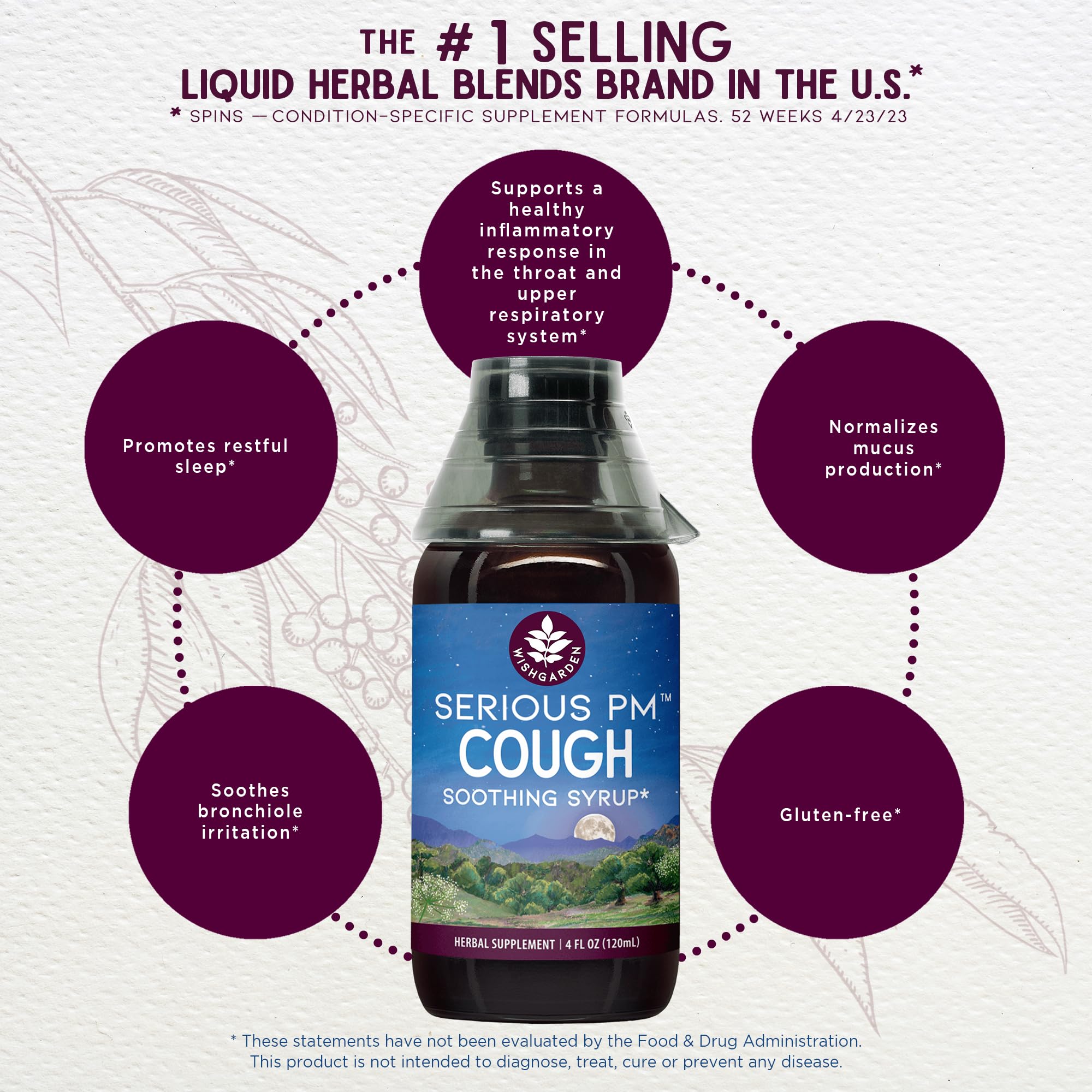 WishGarden Serious Cough PM: flacon verre ambré pour rangement sûr