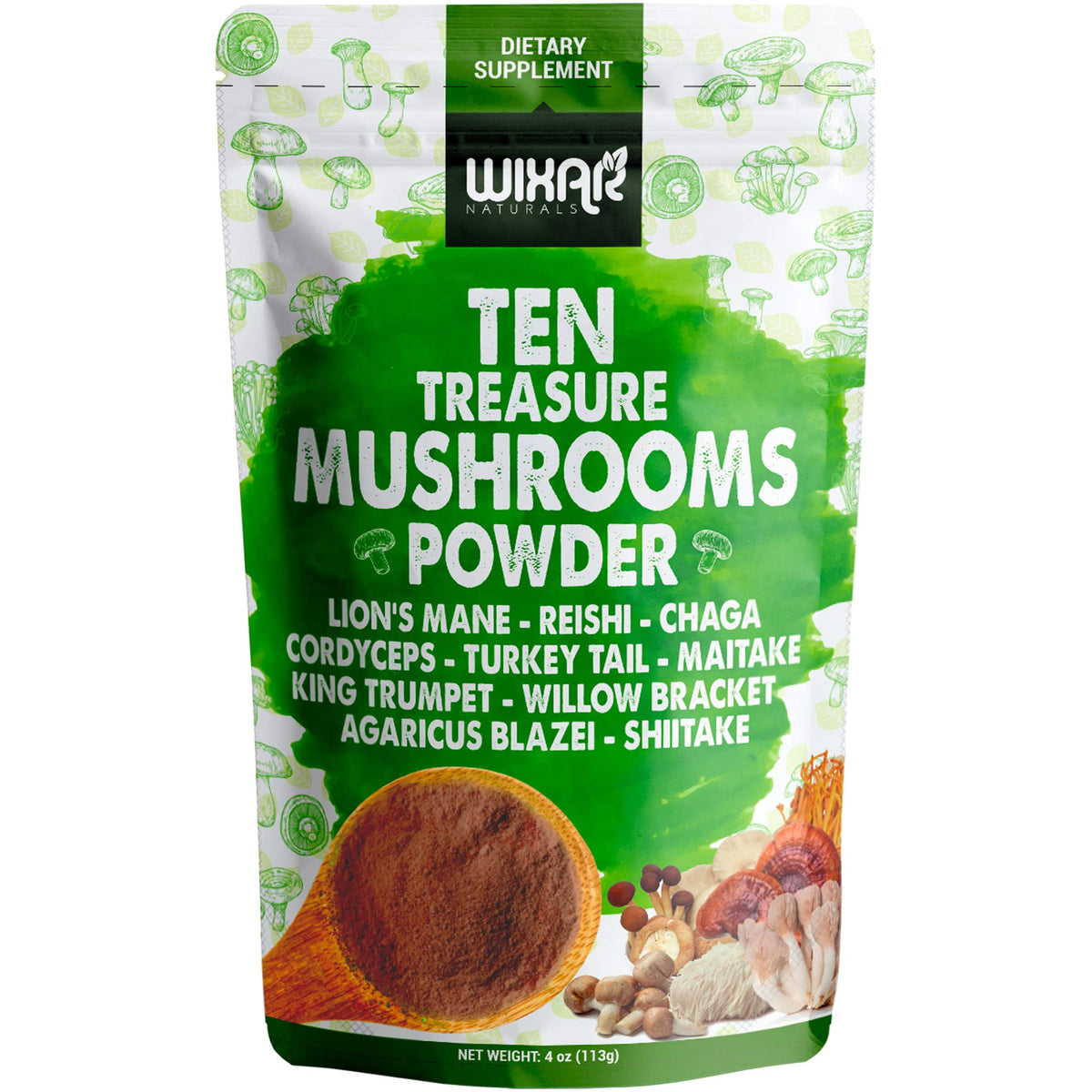 Poudre Dix-Tresors de Wixar Naturals dans la bouteille prête à être utilisée.