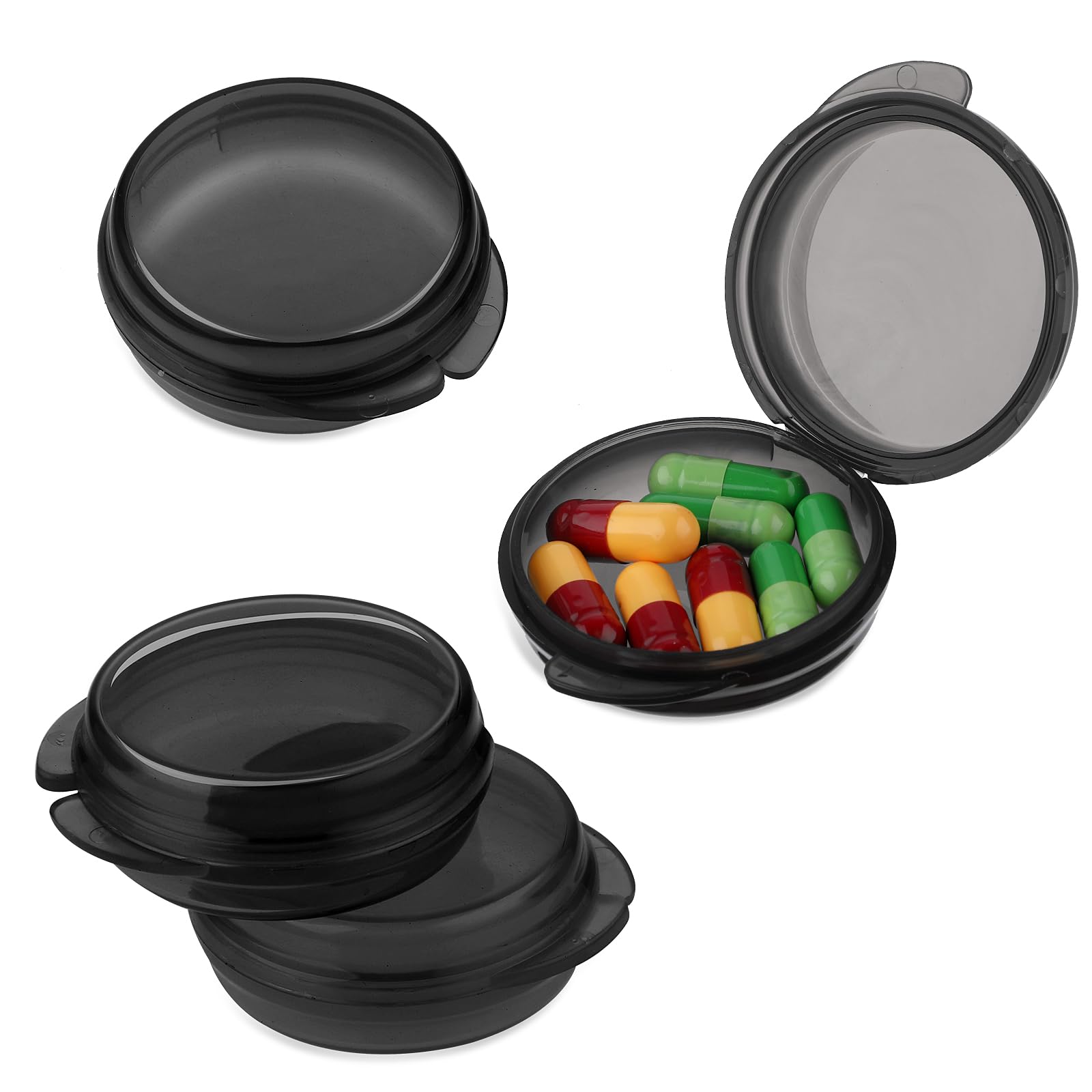 WLLHYF petit organisateur pilules noir compact ouvert, pratique en voyage