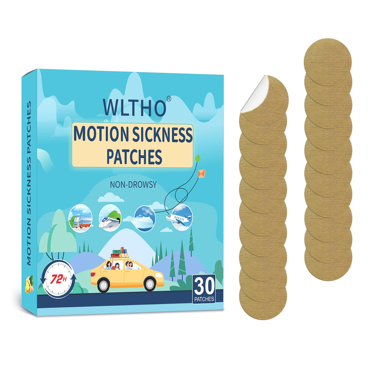 Patch WLTHO mal des transports dans emballage prêt voyage, sans somnolence