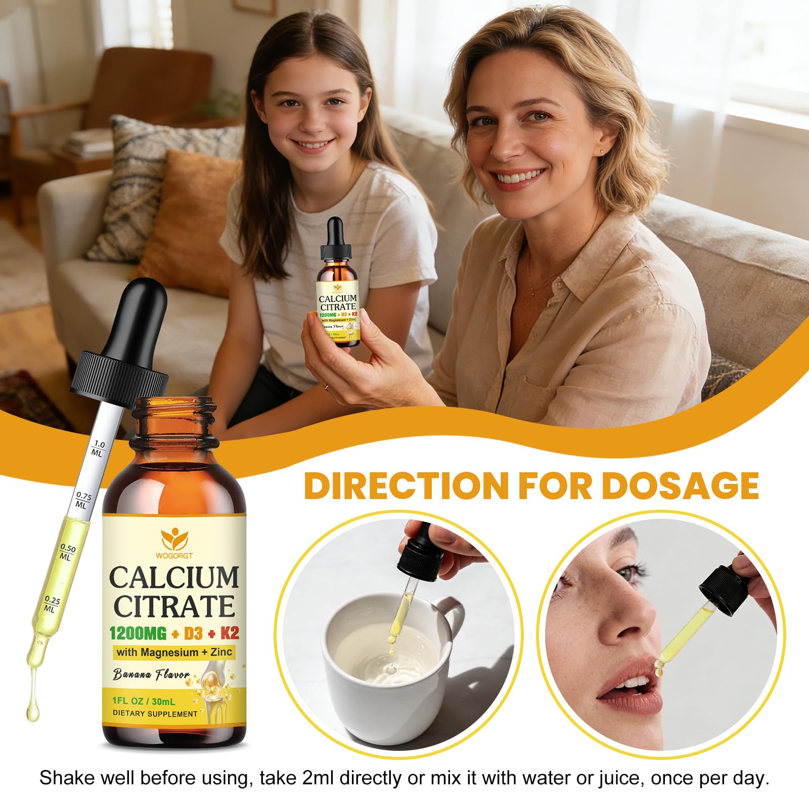 WOGORGT Calcium Citrate utilisation quotidienne, pratique pour la vie active.