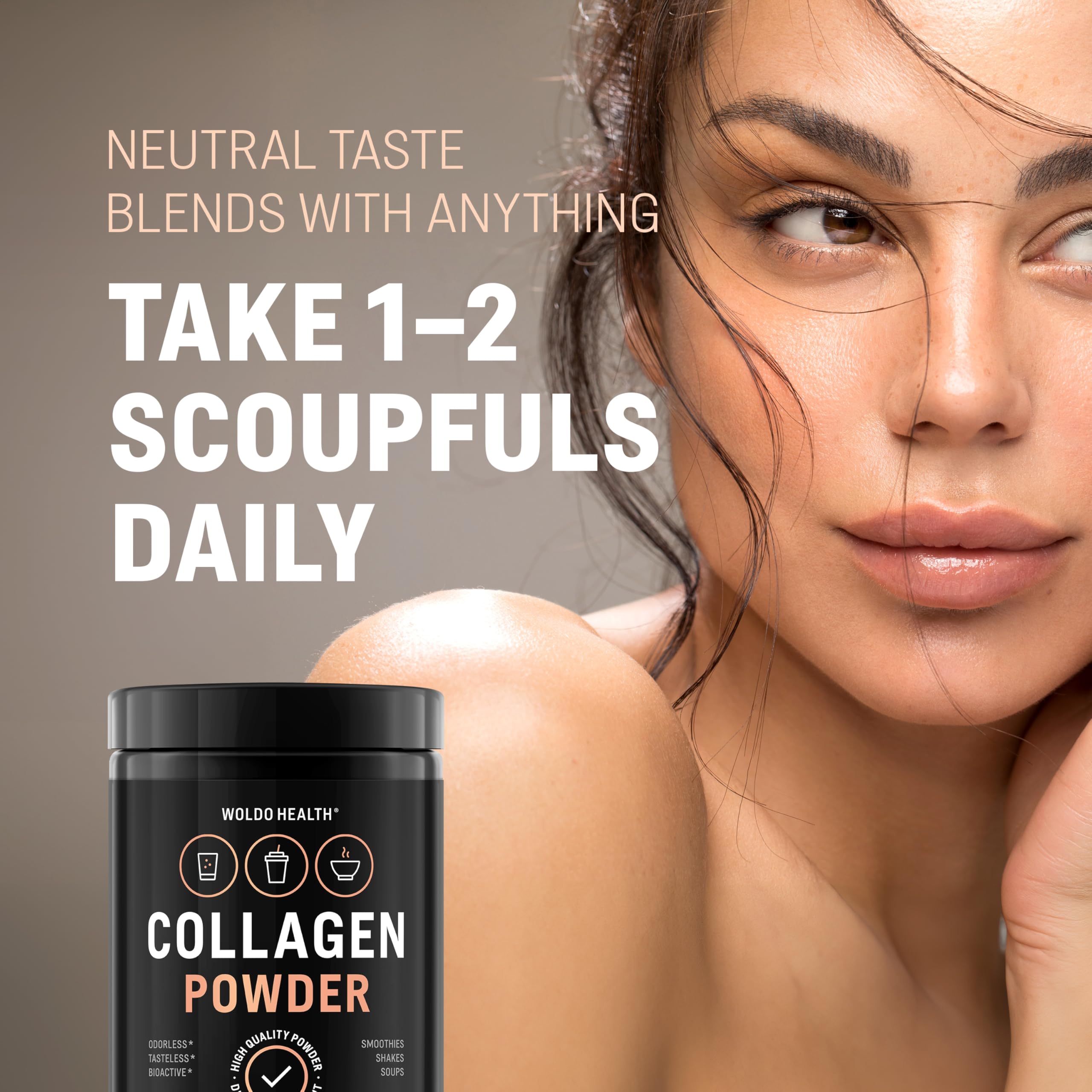 WoldoHealth Collagen Peptides texture fine et neutre.