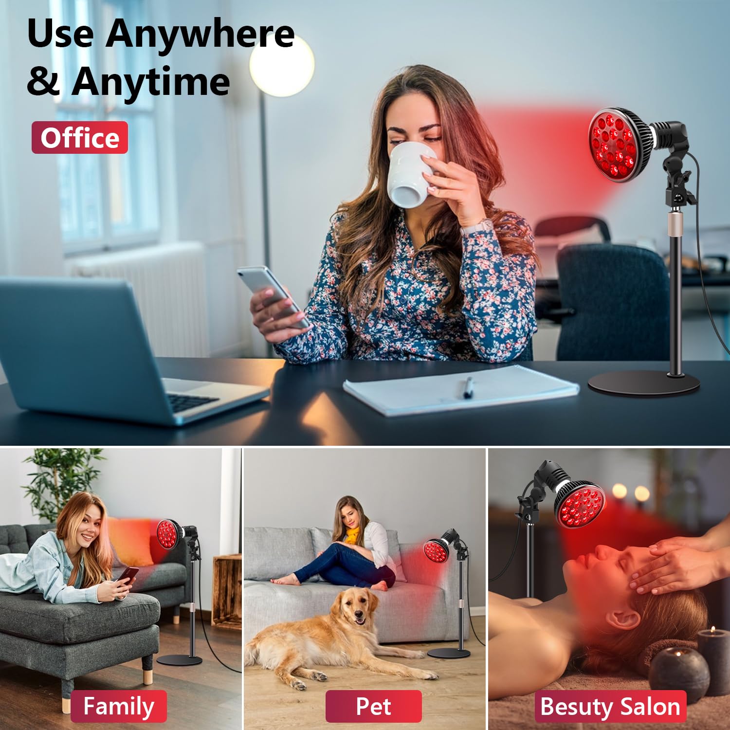 Lumière 850nm invisible pénètre les tissus et favorise la relaxation.