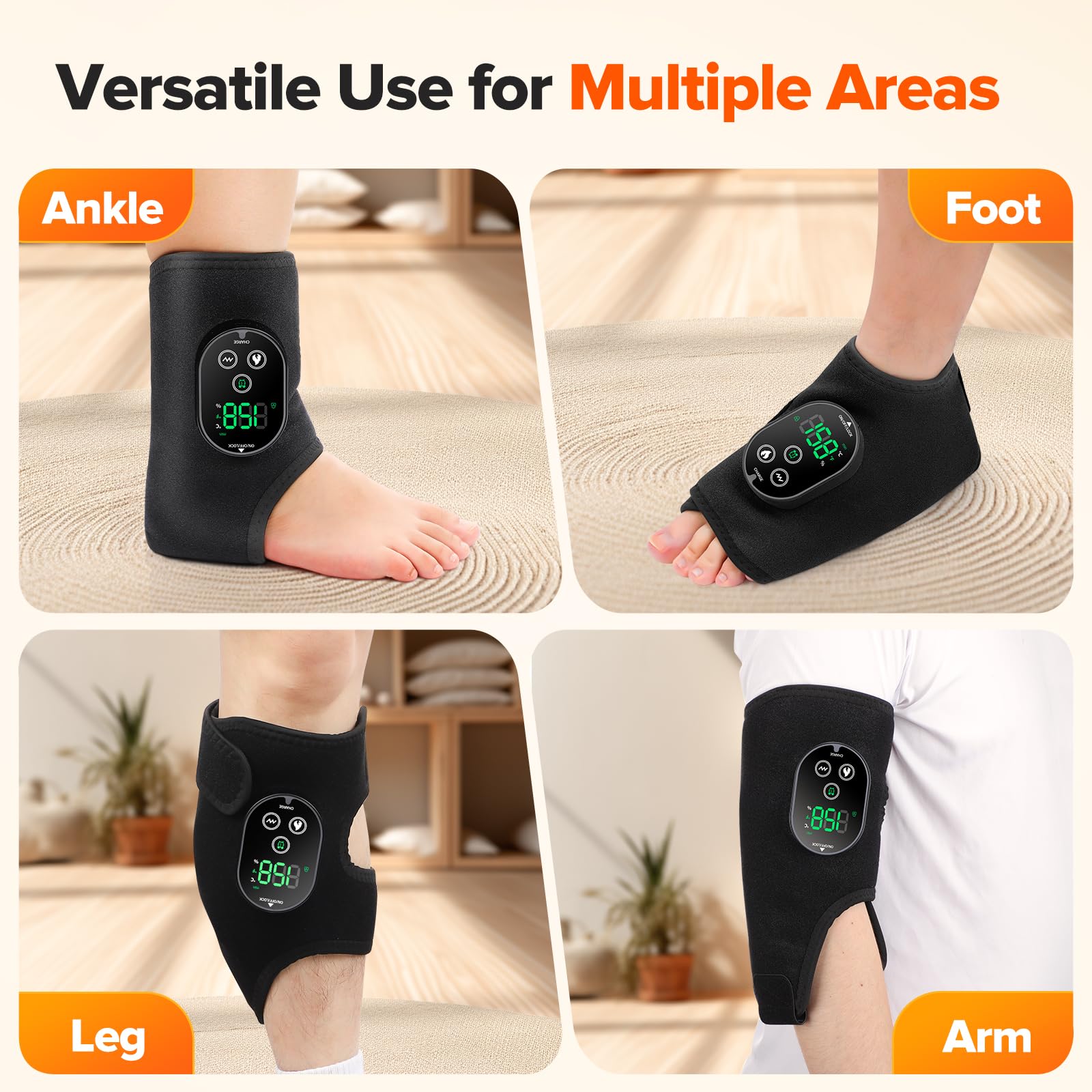 Chaleur douce sur la cheville WoloyHeatie pour stimuler circulation et détente.