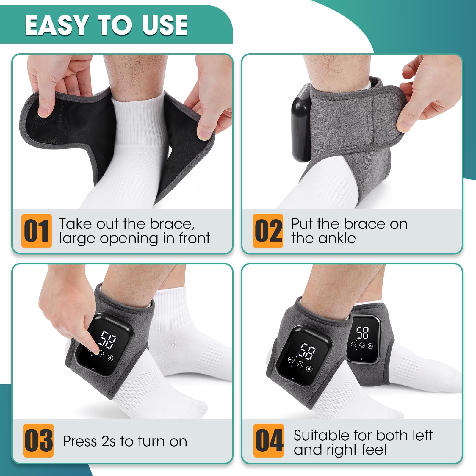 Design ergonomique du WoloyHeatie épouse la cheville avec douceur.