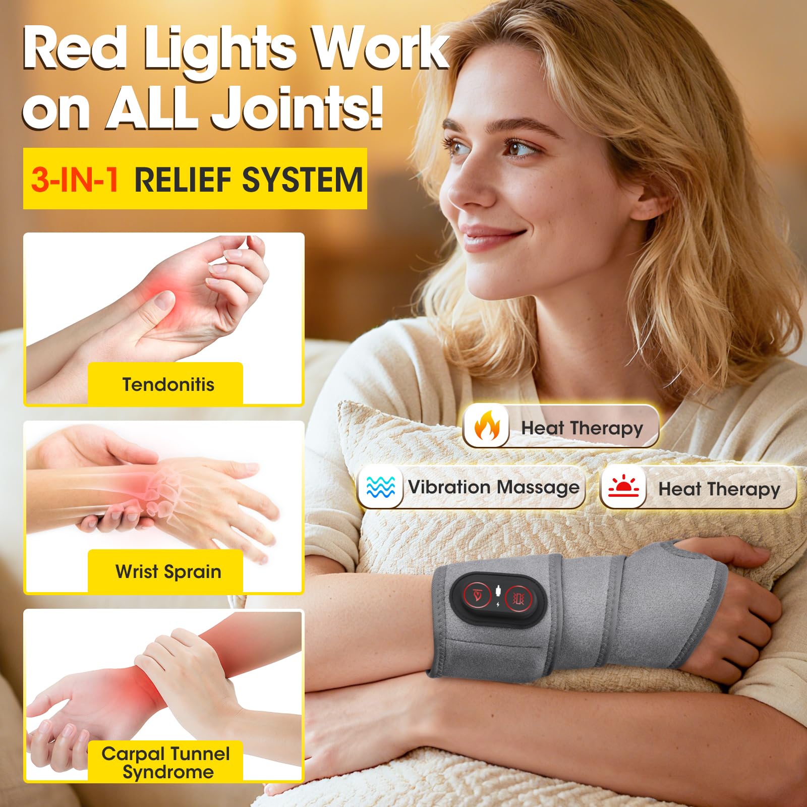 WoloyHeatie poignet avec massage et vibration pour détente ciblée